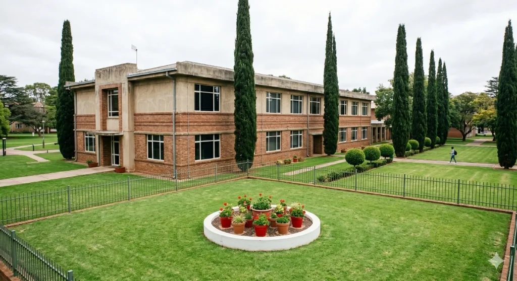 FCHS Campus Panoramic View — Circular Garden with Manicured Grounds Lahore